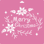 Трафарет многоразовый XL (30х30см), Merry Christmas с пуансеттией, #235