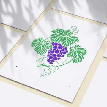 Stencil reusable, 15 cm x 20 cm Grape border, #428 - 2 Stencil reusable, 15 cm x 20 cm Grape border, #428 - 2
