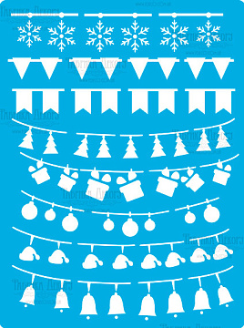 Stencil reusable, 15x20cm "Christmas garlands", #353