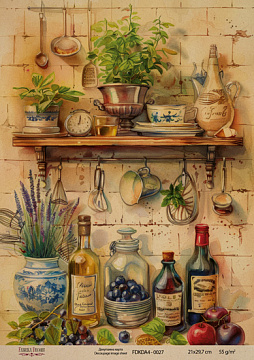 Kraft Decoupage Papier 21x29,7cm, “Botanica Vintage”, #0027