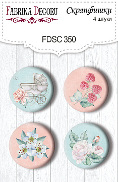 Set of 4pcs flair buttons for scrabooking "Shabby baby girl redesign 1" #350