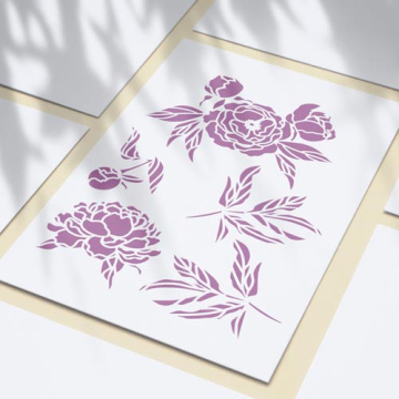 Stencil reusable, 15x20cm Peony garden, #417 - 2 Stencil reusable, 15x20cm Peony garden, #417 - 2