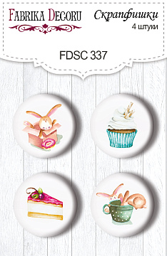 Set of 4pcs flair buttons for scrabooking "Sweet Birthday" #337