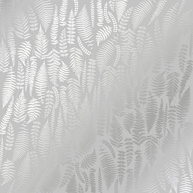 лист односторонней бумаги с серебряным тиснением, дизайн silver fern, gray, 30,5см х 30,5см