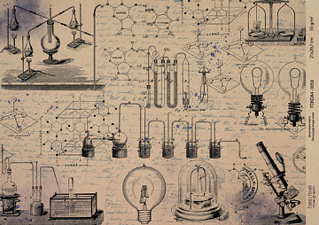 Kraft decoupage paper, 29,7x21cm, “Scienze antiche”, #0058