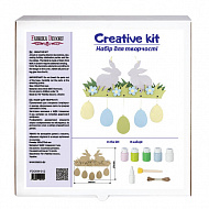 wooden diy coloring set, pendant plate "easter bunnies", #012