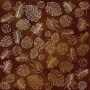 Sheet of single-sided paper with gold foil embossing, pattern Golden Tropical Leaves, color Brown aquarelle, 12"x12"