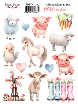Set of stickers 13 pcs, Pets in love, #380