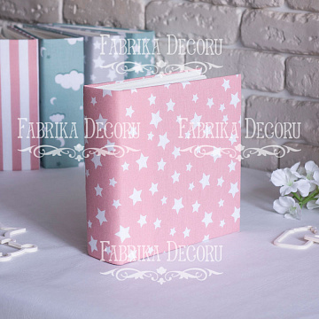 Blank album with a soft fabric cover Pink stars 20сm х 20сm