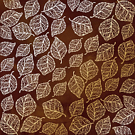 лист односторонней бумаги с фольгированием golden delicate leaves, color brown aquarelle 30,5х30,5 см