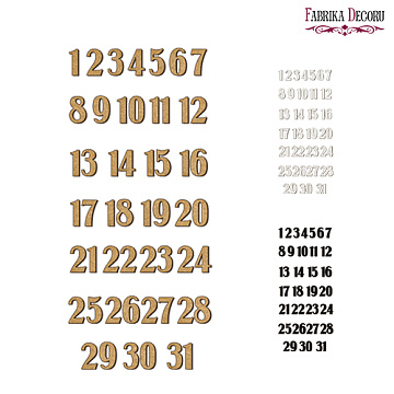 Cyfry arabskie proste, Zestaw ozdób z mdf do dekorowania #175