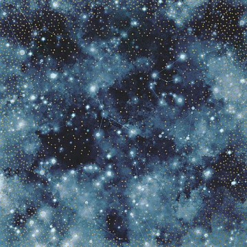 Sheet of single-sided paper with gold foil embossing, pattern Golden Mini Drops, color Mystical cosmos, 12"x12"
