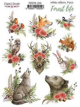 Set of stickers 9pcs Forest life #254