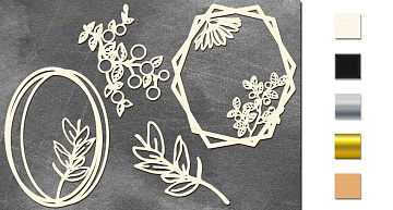 Chipboard embellishments set, SFrames with summer flowers #603