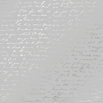 Sheet of single-sided paper embossed with silver foil, pattern Silver Text Gray 12"x12" 