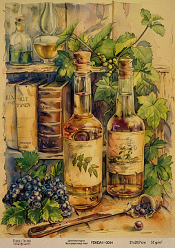 Kraft Decoupage Papier 21x29,7cm, “Botanica Vintage”, #0034