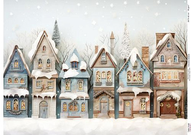 Decoupage Card Snow-covered houses-1, #0935, 29.7x42cm