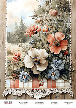 Decoupage card «Spring flowers-09» #000958, 21cm x 29,7cm