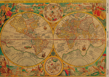 Kraftowy papier do decoupage, 42x29,7 cm, „Antyczna mapa”, #0046