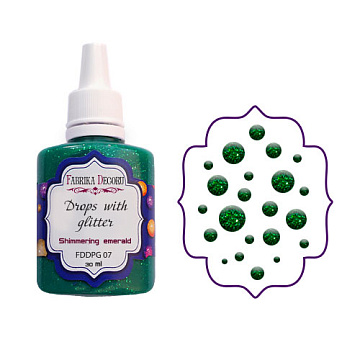 Liquid glass drops with glitter Shimmering emerald 30 ml