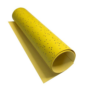 Stück PU-Leder mit Goldprägung, Muster Golden Mini Drops Yellow, 50cm x 25cm