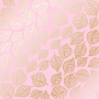 Sheet of single-sided paper with gold foil embossing, pattern Golden Delicate Leaves Pink, 12"x12"