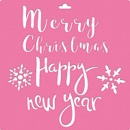 Stencil for decoration XL size (30*30cm),  Merry Christmas and Happy New Year  #183