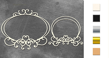 Chipboard embellishments set, Oval frames with monograms. #511