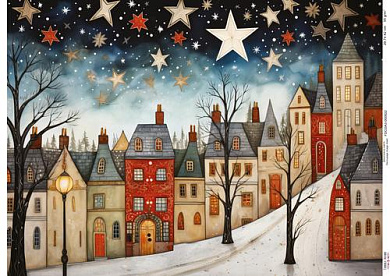 Decoupage Card Cozy houses-5, #0922, 29.7x42cm