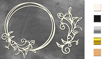 Chipboard embellishments set, Round frame with floral branches #512