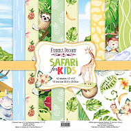 Double-sided scrapbooking paper set Safari for kids 12"x12" 10 sheets
