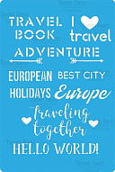 Stencil for crafts 15x20cm "Travel Text Background 1" #232
