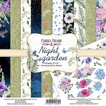 Double-sided scrapbooking paper set Night garden 12"x12", 10 sheets