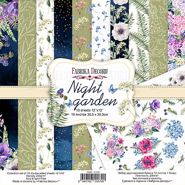 Doppelseitig Scrapbooking Papiere Satz Nachtgarten, 30.5 cm x 30.5cm, 10 Blätter