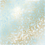 Sheet of single-sided paper with gold foil embossing, pattern "Golden Butterflies, color Azure watercolor"