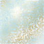 Einseitig bedruckter Papierbogen mit Goldfolienprägung, Muster "Goldene Schmetterlinge, Farbe Azur Aquarell"