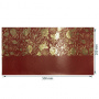 Piece of PU leather for bookbinding with gold pattern Golden Peony Passion, color Wine red, 50cm x 25cm - 0