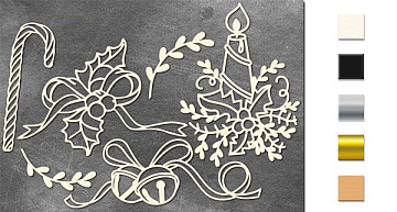 Chipboard embellishments set, Christmas composition  #638