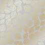Blatt aus einseitigem Papier mit Goldfolienprägung, Muster Golden Delicate Leaves Grey, 12"x12"