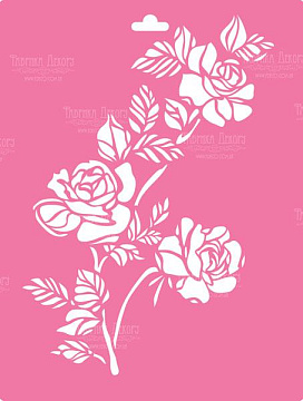 Stencil for decoration XL size (30*21cm), Rose with leaves #019