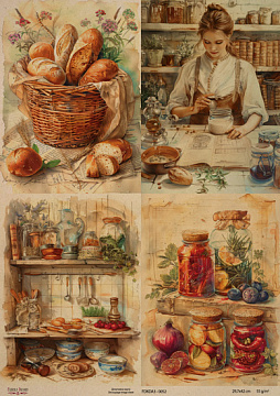 Kraftowy papier do decoupage, 29,7x42 cm, „Botany Vintage”, #0052