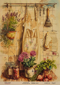 Kraft Decoupage Papier 21x29,7cm, “Botanica Vintage”, #0011