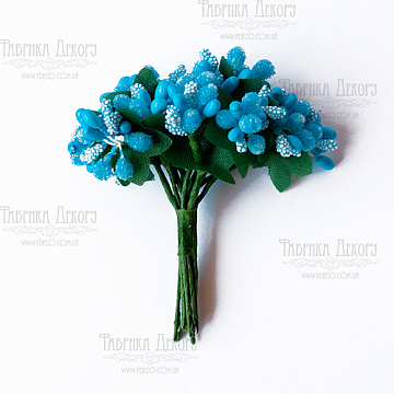Set of decorative sprigs Bright blue 12pcs