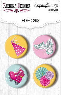 Set of 4pcs flair buttons for scrabooking "Party girl" #298