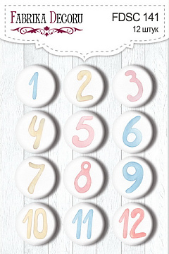 Zestaw 12 ozdobnych buttonów  "Cyfry" #141