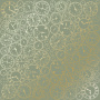 Sheet of single-sided paper with gold foil embossing, pattern Golden Clocks Olive 12"x12" 