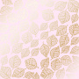 Sheet of single-sided paper with gold foil embossing, pattern Golden Delicate Leaves Light pink, 12"x12"