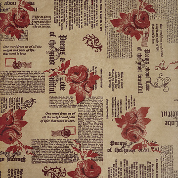Kraft paper sheet 12"x12" Text with roses