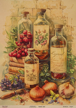 Kraftowy papier do decoupage, 29,7x42cm, „Botanica Kraft”, #0007