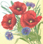 Decoupage napkin "Cornflowers and poppies"